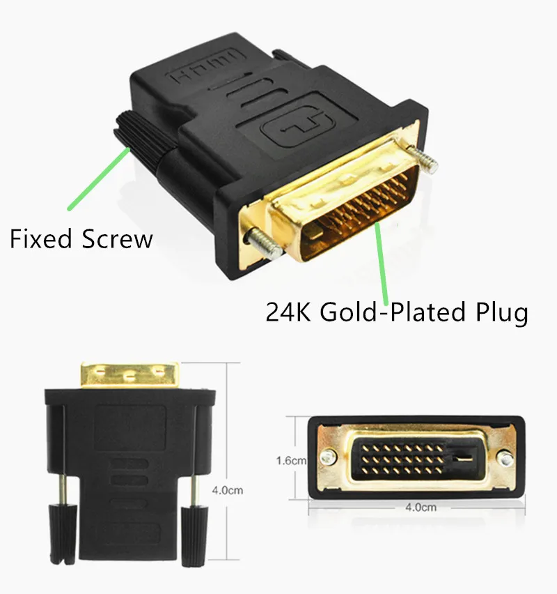 DVI 24+ 1 к HDMI адаптер Кабели 24 К позолоченный штекер для женщин Кабель HDMI-DVI конвертер 1080P для HDTV проектор монитор