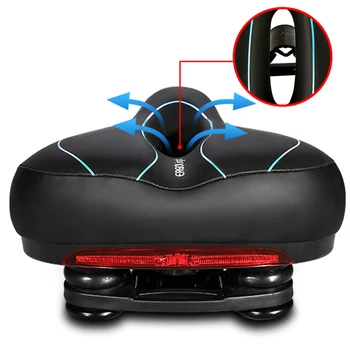 

Bike Shockproof Saddle Cushion With Taillight PVC Leather Surface Polyurethane Sponge Foaming Comfortable Cycling Seat
