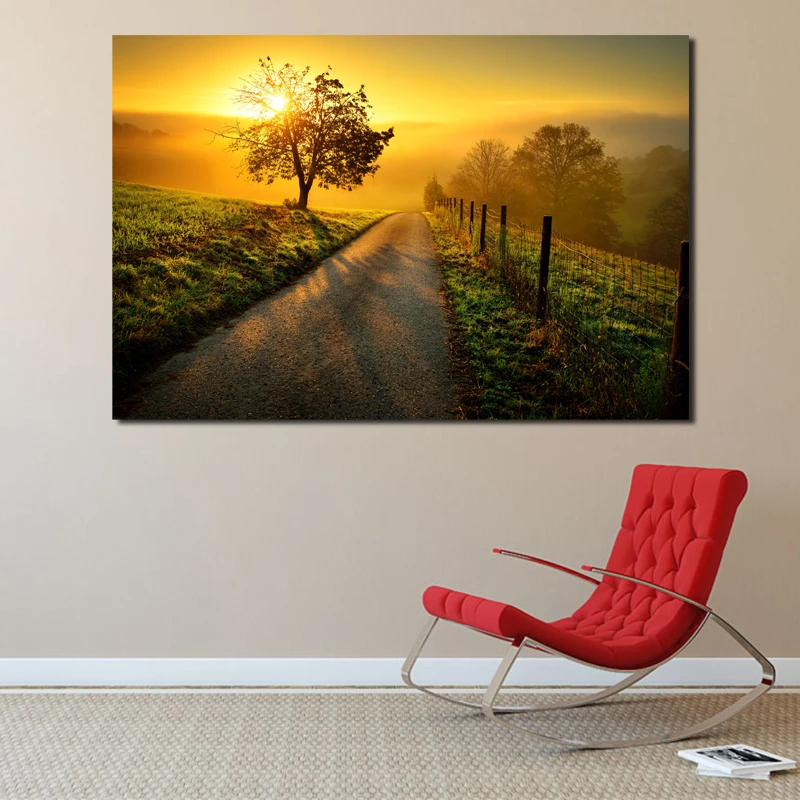 Sunset Mountain Landscape Canvas Painting Poster Wall Art Picture Home Decor