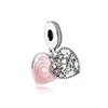 Boosbiy 2pc 45 Styles Lovely Pink Enamel Heart Flower Charms Beads Fit Brand Bracelets & Necklaces For Women DIY Jewelry Gift ► Photo 3/6