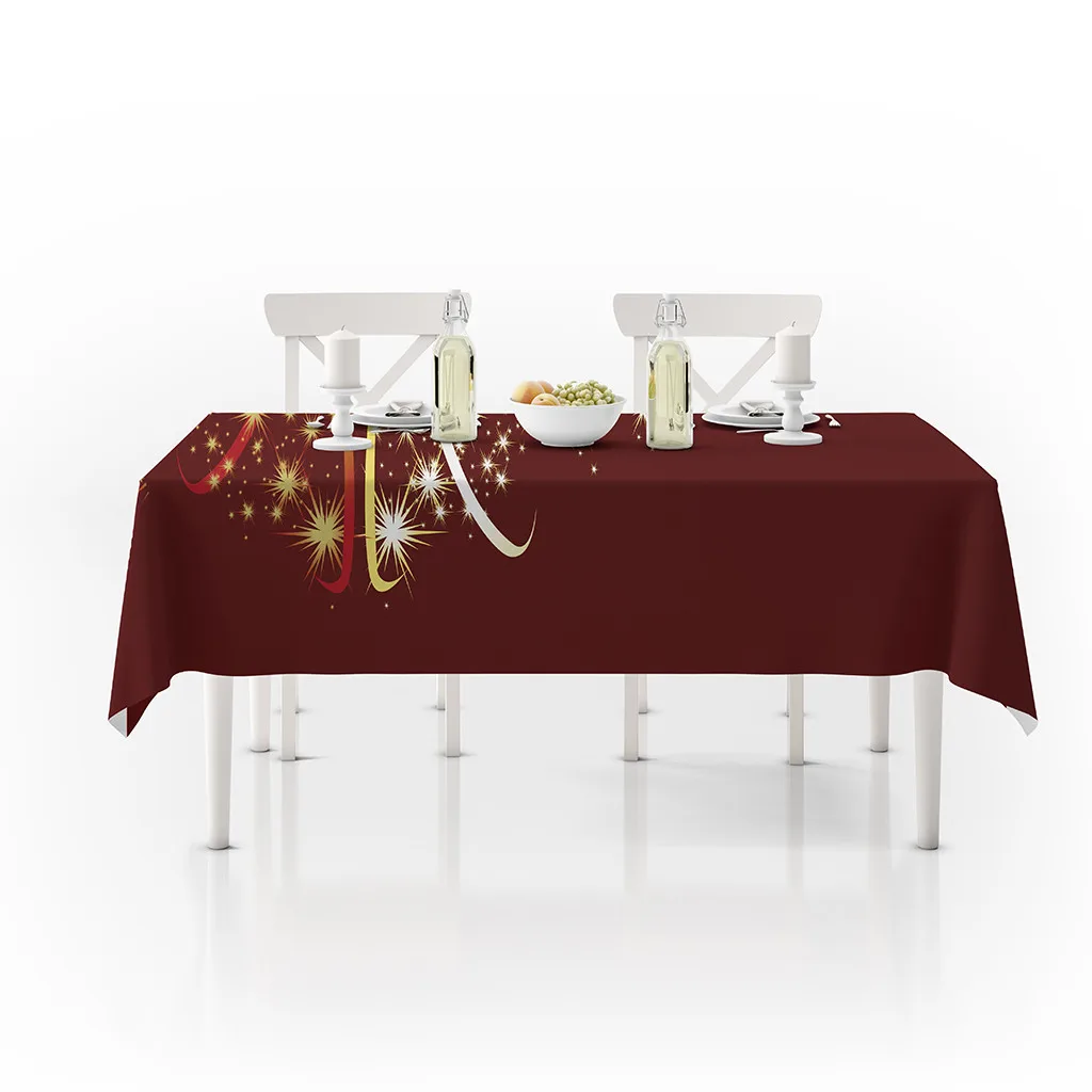  Christmas Table Cloth Rectangle Tablecloths On The Table Print Xmas Tree Table Cover Kitchen Home D