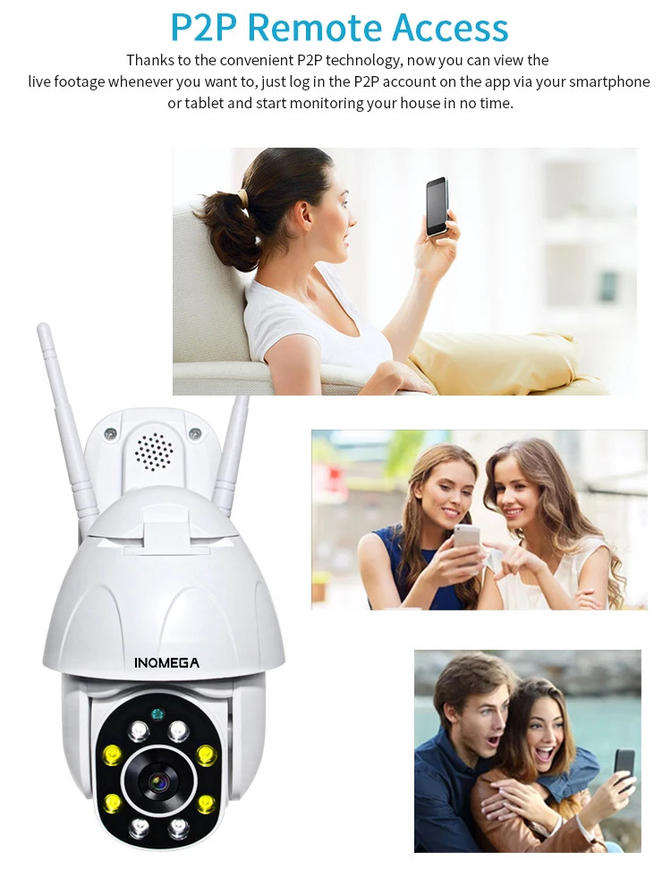 1080P Wifi камера с автоматическим отслеживанием PTZ наружная скоростная купольная