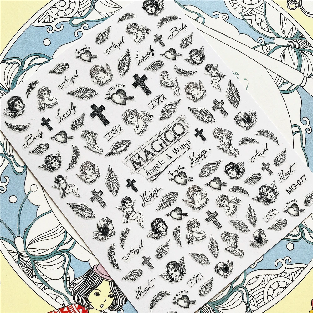 

MG-183-2 MG-006-2 Angel Cupid Sunflower 3D Back glue Nail Art Stickers Decals Sliders Nail ornament decoration