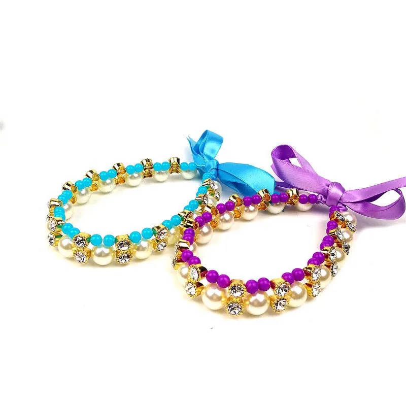 

Pretty Pearl Pet Cat Necklace Bow Tie Rhinestone Dog Cat Collars For Small Dogs Wedding Party Jewelry Neck Accessories Chihuahua