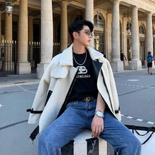 Мужская Уличная одежда в стиле хип-хоп, зимнее пальто, модное свободное кожаное пальто из искусственного меха, Мужская мотоциклетная куртка, толстая верхняя одежда, пальто