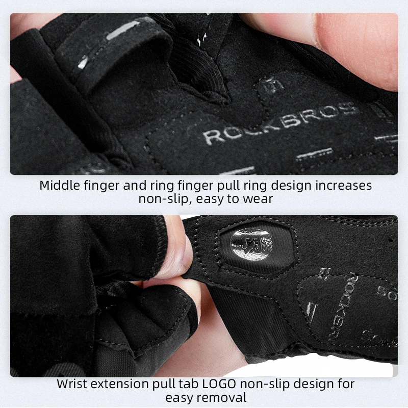 ROCKBROS Cycling Gloves Breathable Shockproof Bike Gloves Summer Half Finger Gloves MTB Mountain Bicycle Gloves Sports Gloves 5