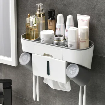 

Creative Multifunctional Toothbrushes Mouthwash Storage Rack Draining Wash Toothbrush Rack Free Punch Toothbrush Holder