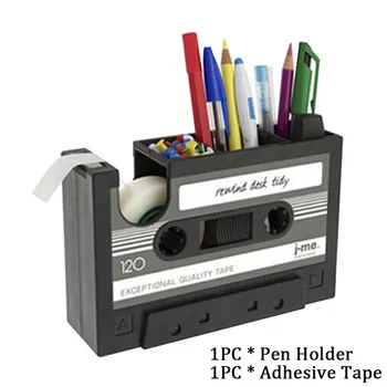 

Pen Holder Dispenser Storage Gift Home Office Student Vintage Style Cassette Tape Multifunctional Pencil Desk Container