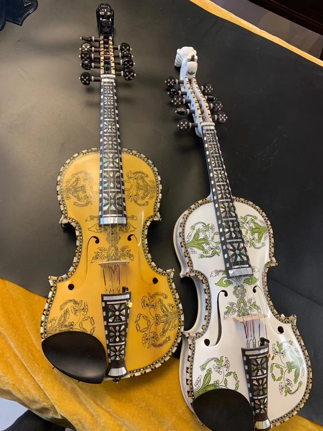 Violino Hardanger Violino Norvegese 4/4 Violino (4*4), Copia Hardanger Intagliato Mosaico Conchiglia Lusso Hardingfele 4 Corde/9 Corde Bri