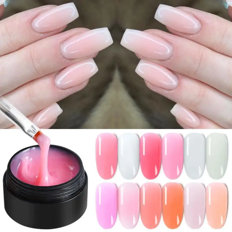 

1Bottle 15ml Poly Quick Extension Nail Gel Pink White Clear Nude Soak off UV LED Builder Extend Gel Tips Building Nails Arts