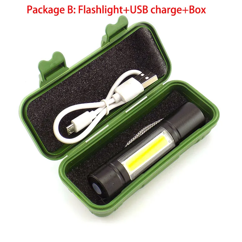 Супер яркий фонарик Q5 светодиодный перезаряжаемый рабочий с COB матрицей и USB