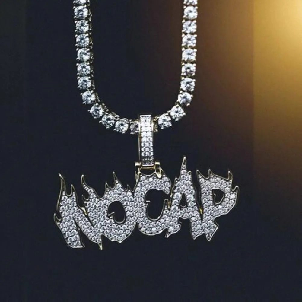 Хип-хоп Iced Out NOCAP кулон теннисная цепочка ожерелье микро проложить CZ золотой цвет