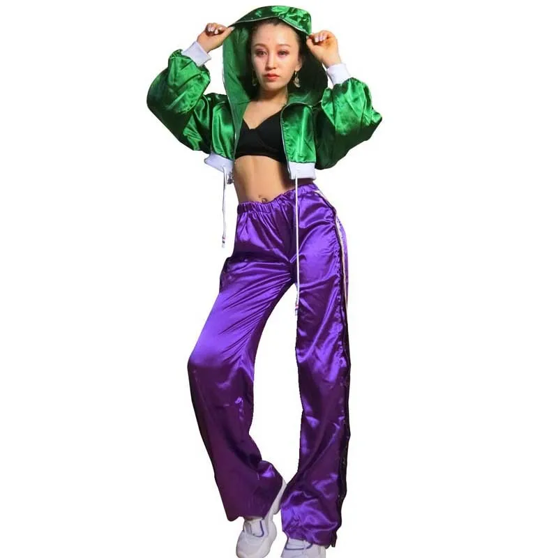 Hip Hop Dance Stage Dance Costume For Singer Jazz Dance Costumes Purple Cheerleading Costume Bar DJ Performance Nightclub DJ DS (6)