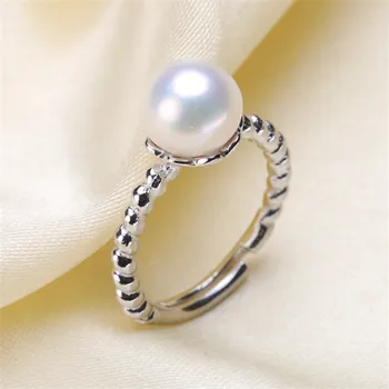 

Classic Fashion Ring Resizable Design Rings Base 925 Silver Pearl Rings Settings Women DIY Pearl Rings Accessory No Pearl