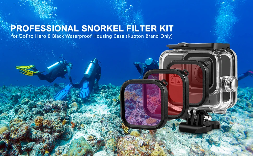 Дайвинг Фильтры объектива Аксессуары для экшн-камеры GoPro Hero 8 черный, 3 шт в упаковке(красный, светильник, красный, пурпурный) подводной охоты Комплект фильтров