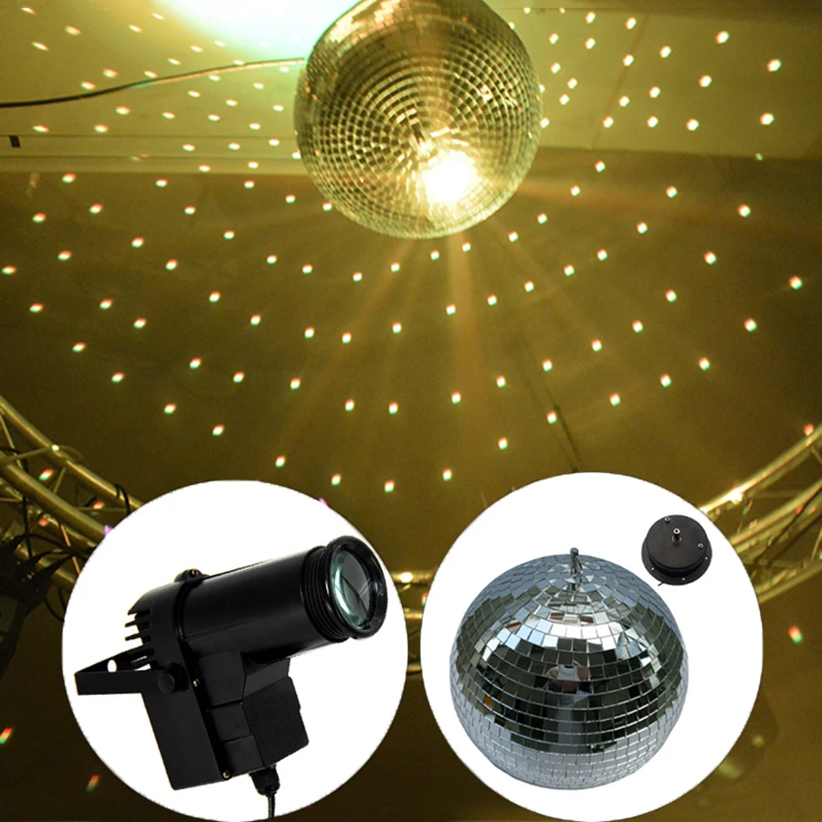 Disco Mirror Ball 20CM 25CM Glass Rotating Mirror Ball Motor Reflection Mirror Disco Ball For KTV Bar Holiday Party Christmas With RGB Spotlight