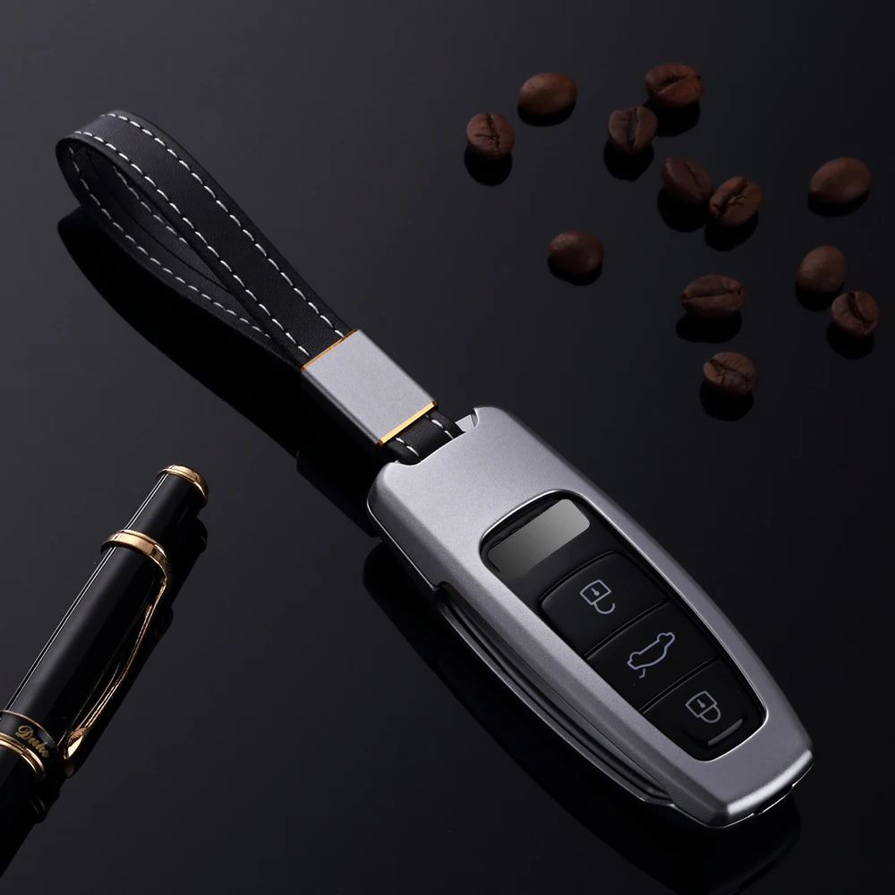 

Car Aluminium Alloy Key Cover Case Holder For AUDI Q8 A7 A6 2018 2019 Key Pocket Wallet Protect Shell Car Stlyling