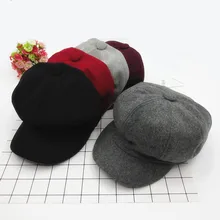 Осенне-зимний Корейский Стильный берет, стильный светильник, восьмиугольная кепка, элегантная однотонная шерстяная шапка для путешествий, теплая шапка для художника
