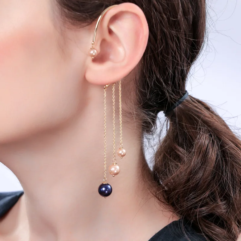 

Trendy Gold Vintage Style Multilayer Pearl Clip Hoop Earring for Woman Jewelry Summer Hot Selling