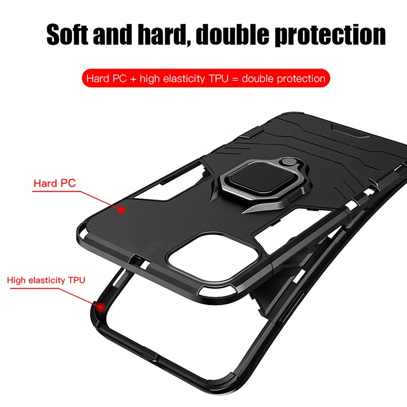 Роскошный чехол-броня противоударное кольцо держатель чехол для iphone 11 Pro Max 7 8 6 6s Plus X XR XS Max чехол магнитное кольцо кронштейн задняя крышка