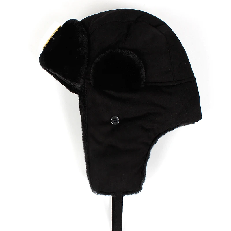 Men Russian national emblem Lei Feng Winter Hat Aviator Outdoor Ear Flaps Bomber Cap Russian Hats winter hat earflap hat