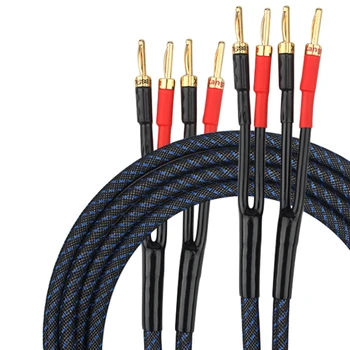 

Pair Hifi Audio Speaker Cable Professional Tube Amplifier Speaker Wire Copper Banana Plug
