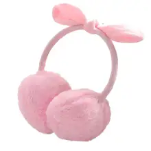 Женские зимние теплые милые плюшевые наушники с кроликом для девочек; теплые наушники; сезон осень-зима; плюшевые теплые наушники с ушками и бантом