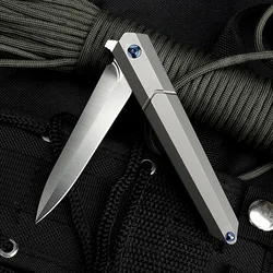 Couteau de poche tactique pliant en alliage de titane, lame M390 de haute qualité, survie en plein air, sécurité, défense THJ26 
