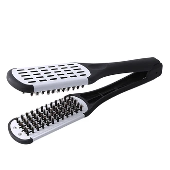 

1Pcs 2020 New Hot Sale Hair Straightener Ceramic Straight Hair Double Brush V-shaped Comb Clip Painless Styling Tools