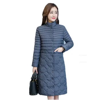 

Fashion winter parka coat gray black plus size tops jacket 2019 new long sleeve standing collar slim long warmth clothing LR682