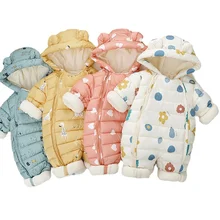 2021 Baby Boy Girl Clothes Autumn Winter overalls Cute Newborn Hoodded Fleece Romper kids Baby snowsuit Outfits Infant Jumpsuit