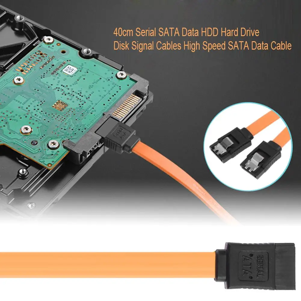 

40cm Serial ATA SATA Data Cable Lead HDD Hard Drive Disk Signal Cord High Speed Full Copper Flat Wire Core with Buckle