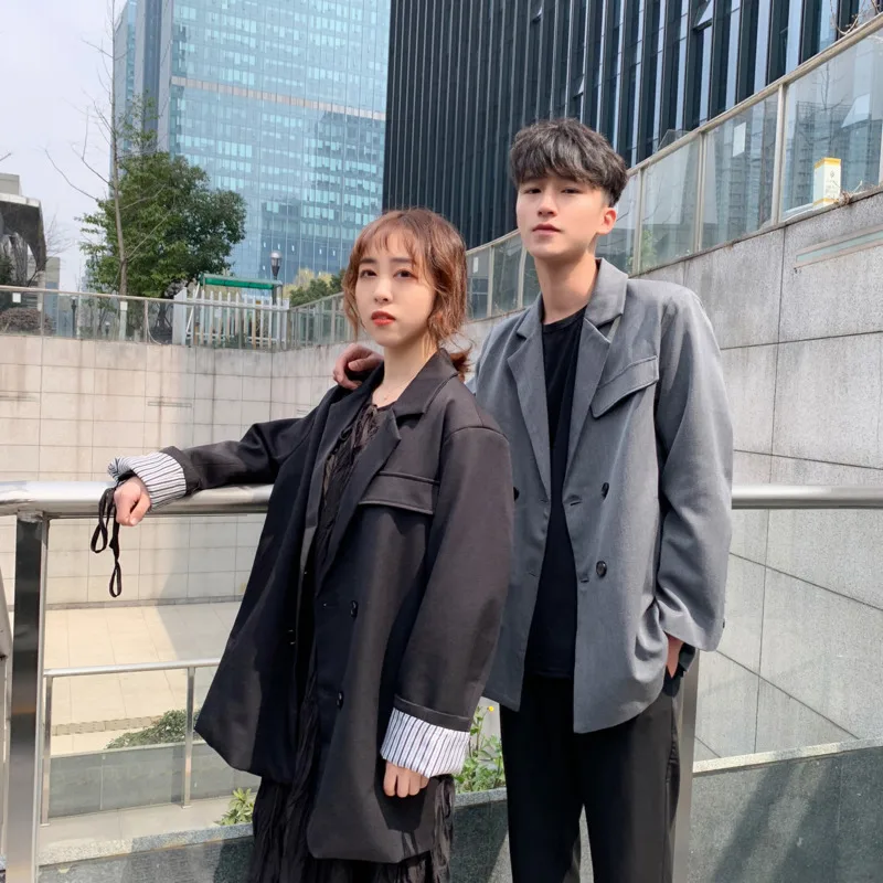 Весна и лето тренд Корейская версия пары Harajuku Большой размер Повседневный блейзер с длинными рукавами Лучшая Мода