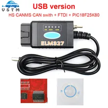 Herramienta de diagnóstico automático de coche, accesorio ELM 327 V1.5 PIC18F25K80 para FORScan ELM327 USB OBD2 escáner CH340 HS CAN/MS CAN para Ford OBD 2 OBD2