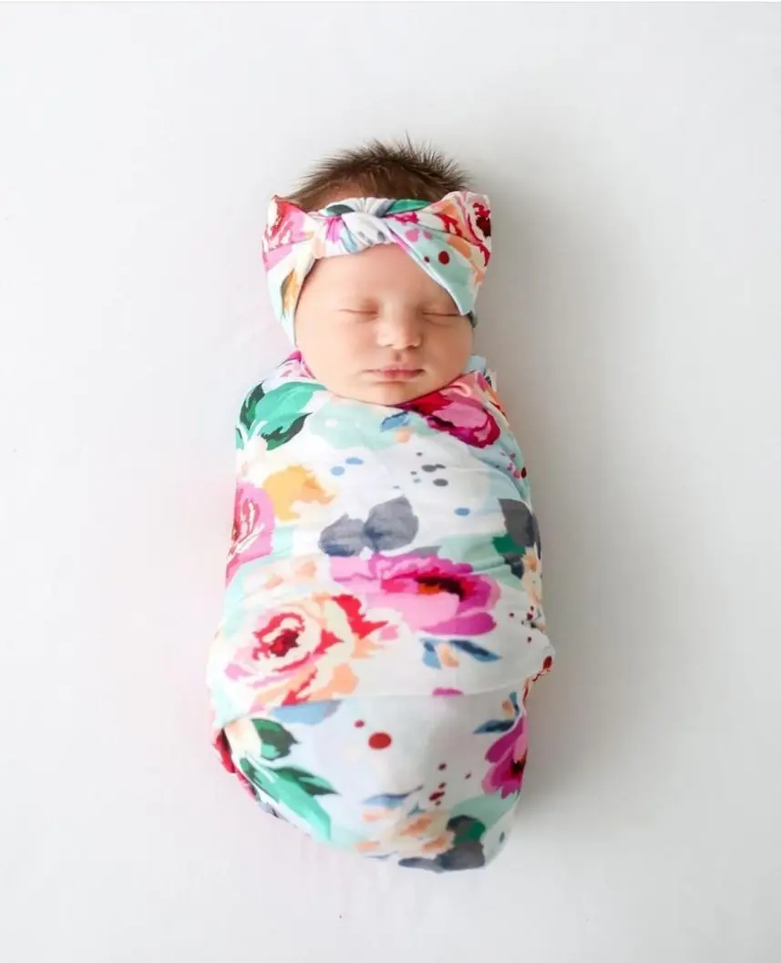 Модные 80x80 см Хлопковое одеяло для пеленания для новорожденных, маленьких девочек, малышей, Обёрточная бумага цветочный спальный мешок +