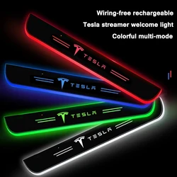 Banderole lumineuse colorée pour Tesla model 3 X Y, accessoire dédié, lumière Led de bienvenue, pédale de porte de voiture, détection automatique d'ambiance 