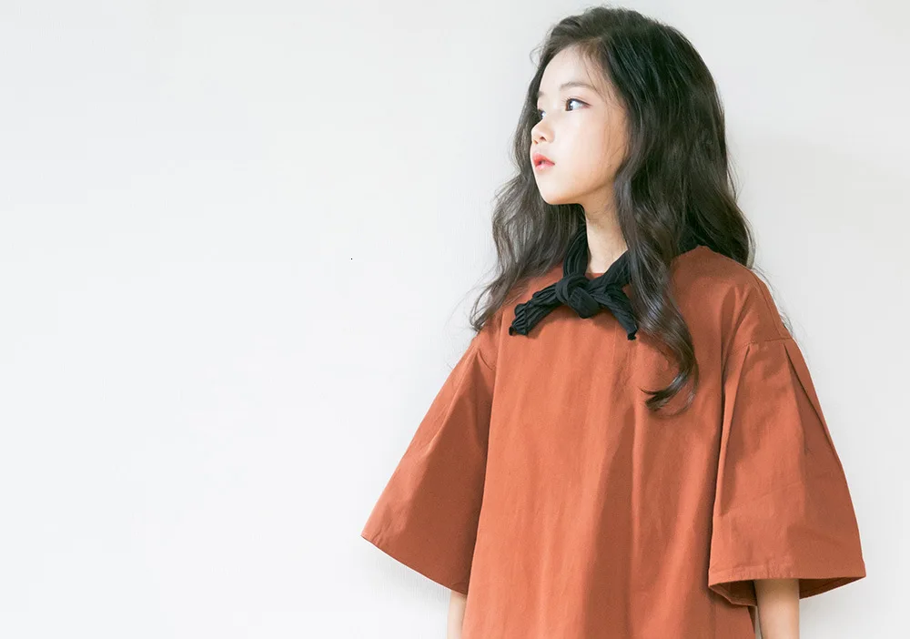 preppy style solid cotton spring dresses for girls 2018 autumn loose dress baby big girl clothes children a line dress clothing (23)