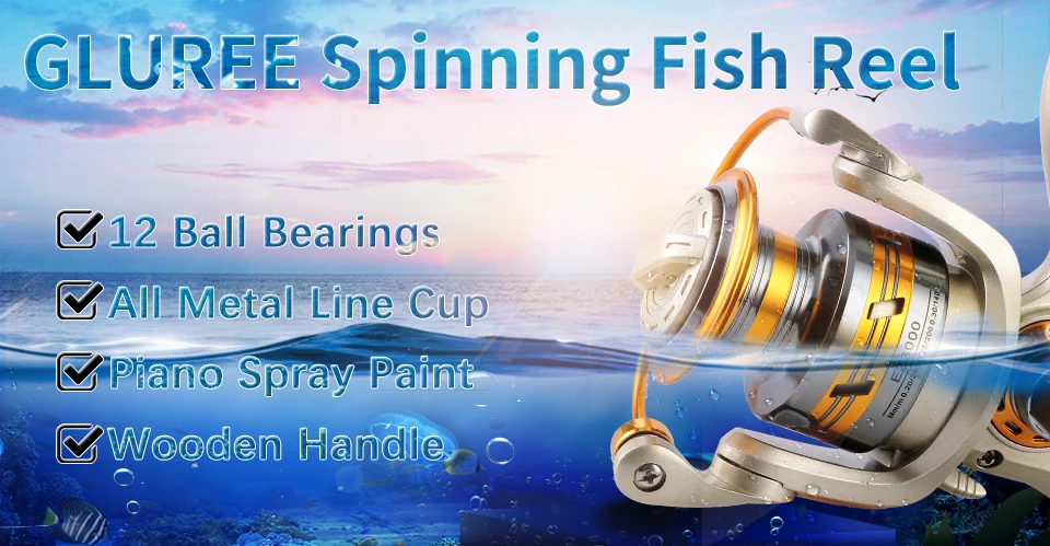 GLUREE Fishing Spinning Reel Carp Fishing Reel 12BB 5.21 Metal Line Cup LeftRight Handle FreshSaltwater Wheel EZ1000~EZ6000 (7)