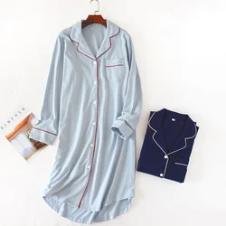 Albornoz De Baño Spring/autumn Knitted Cotton Long Sleeve House Robe for Women New Comfy Simple Pigiama Lungo Donna Night Skirt