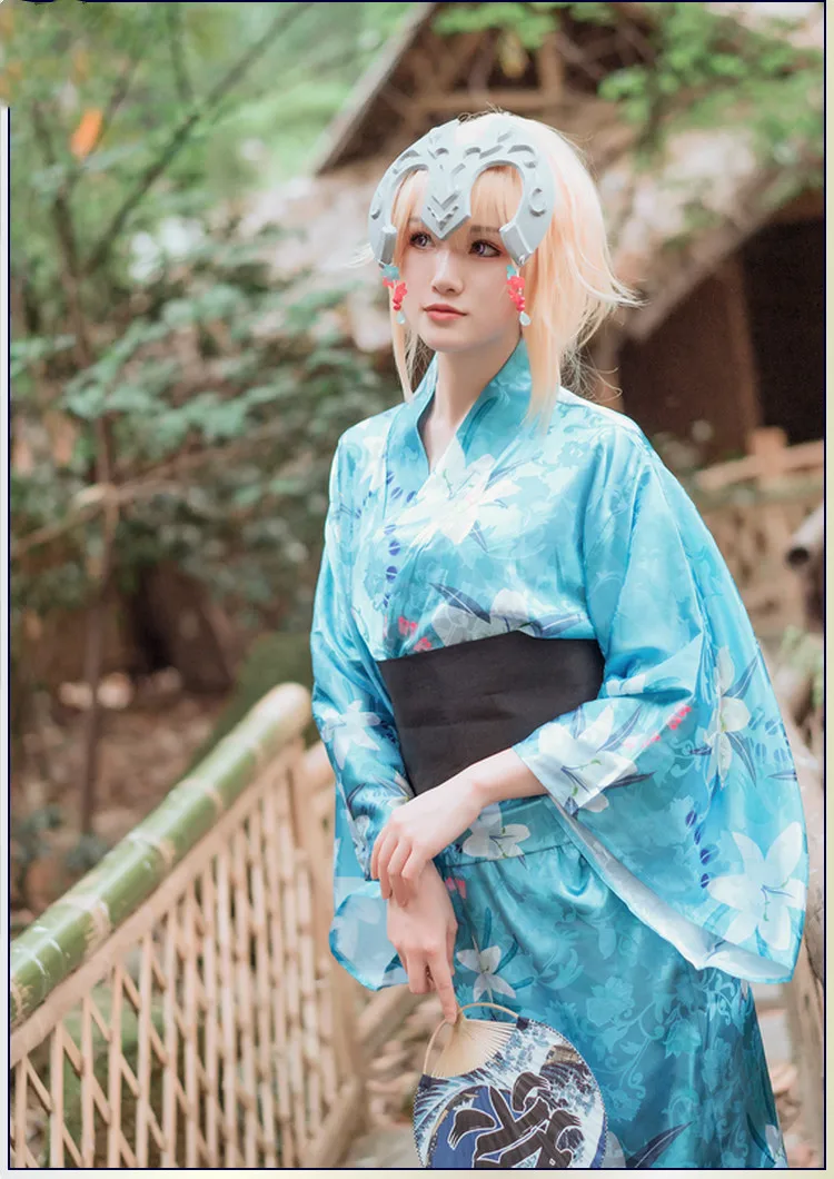 Аниме одежда Fate Grand Order Jeanne D'Arc Косплей Костюм альтер юката кимоно платье костюмы на Хэллоуин для женщин вечернее платье