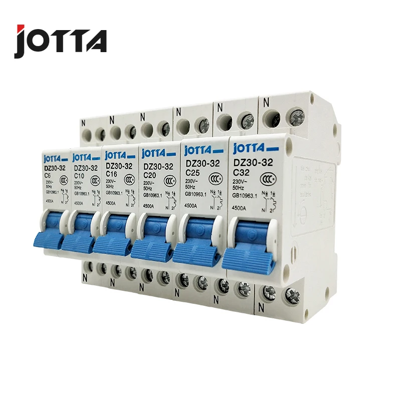 JOTTA ДПН 1P+ N Мини автоматический выключатель MCB 10A 16A 20A 25A 32A