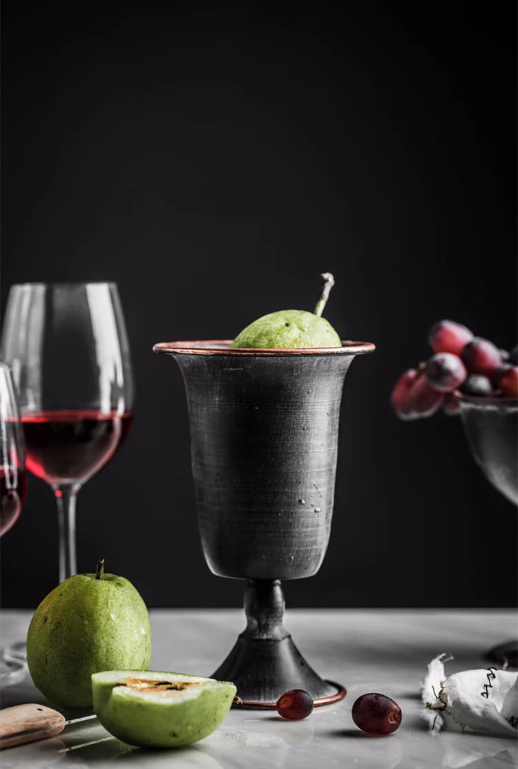 Европейский Винтажный набор вина круглая чашка Ретро железная чашка украшение дома реквизит для фотосессии Десерт Фрукты сухофрукты закуски