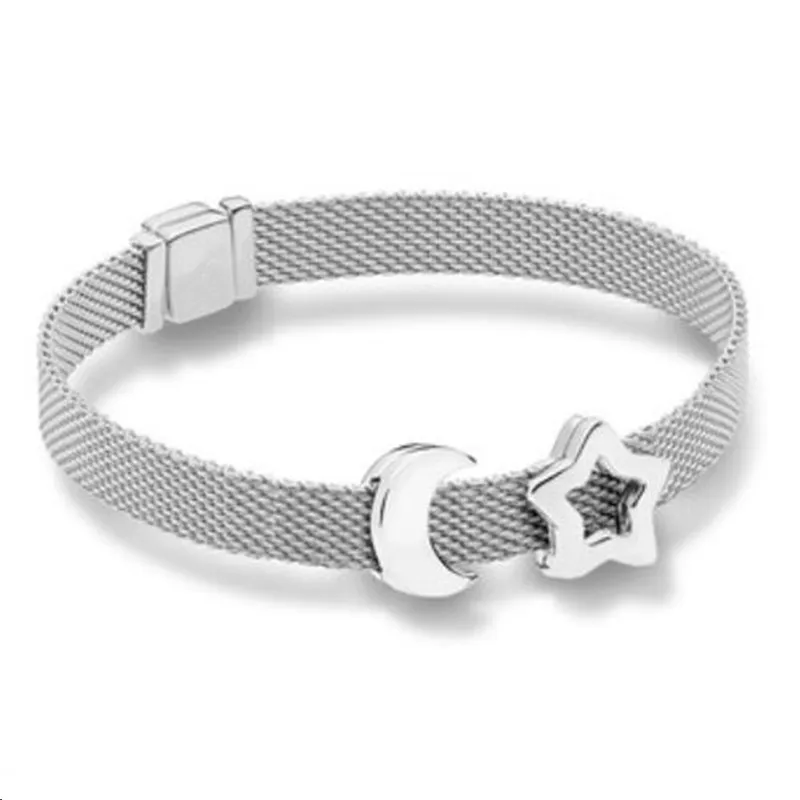 Год бусины из стерлингового серебра 925 очаровательные гладкие рефлексионы звезда зажим фиксатор бусины ПАН браслет Diy ювелирные изделия