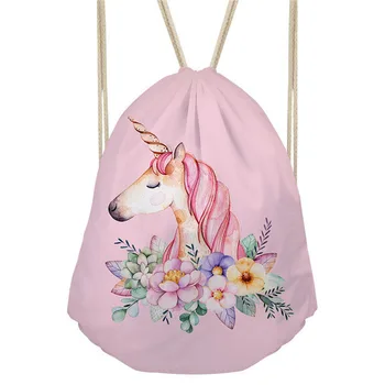 

Aulaygo Cartoon Unicorn Printing Drawstring Bag Kids Satchel Softback Small Women's Backpack for Girls Cute Daypack Carry on Bag