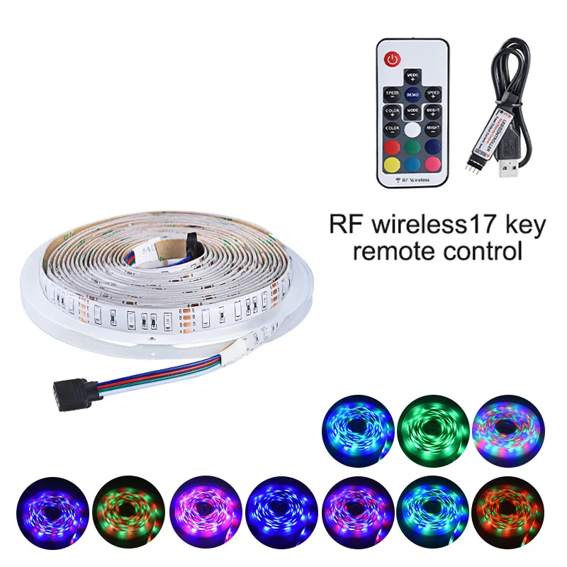 RGB with RF 17key RGB свет для кухонный светильник 1 м 2 м 3 м 4 м 5 м водонепроницаемый светодиодный светильник для шкафа Шкаф украшение шкафа светодиодный ночник диод - Цвет: RGB with RF 17key