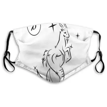 

Unisex Half Face Mouth Mask Face Masks Anti-Dust Face Windproof Ski,Monochrome Sketch Style Capricorn Line Art Design With Star