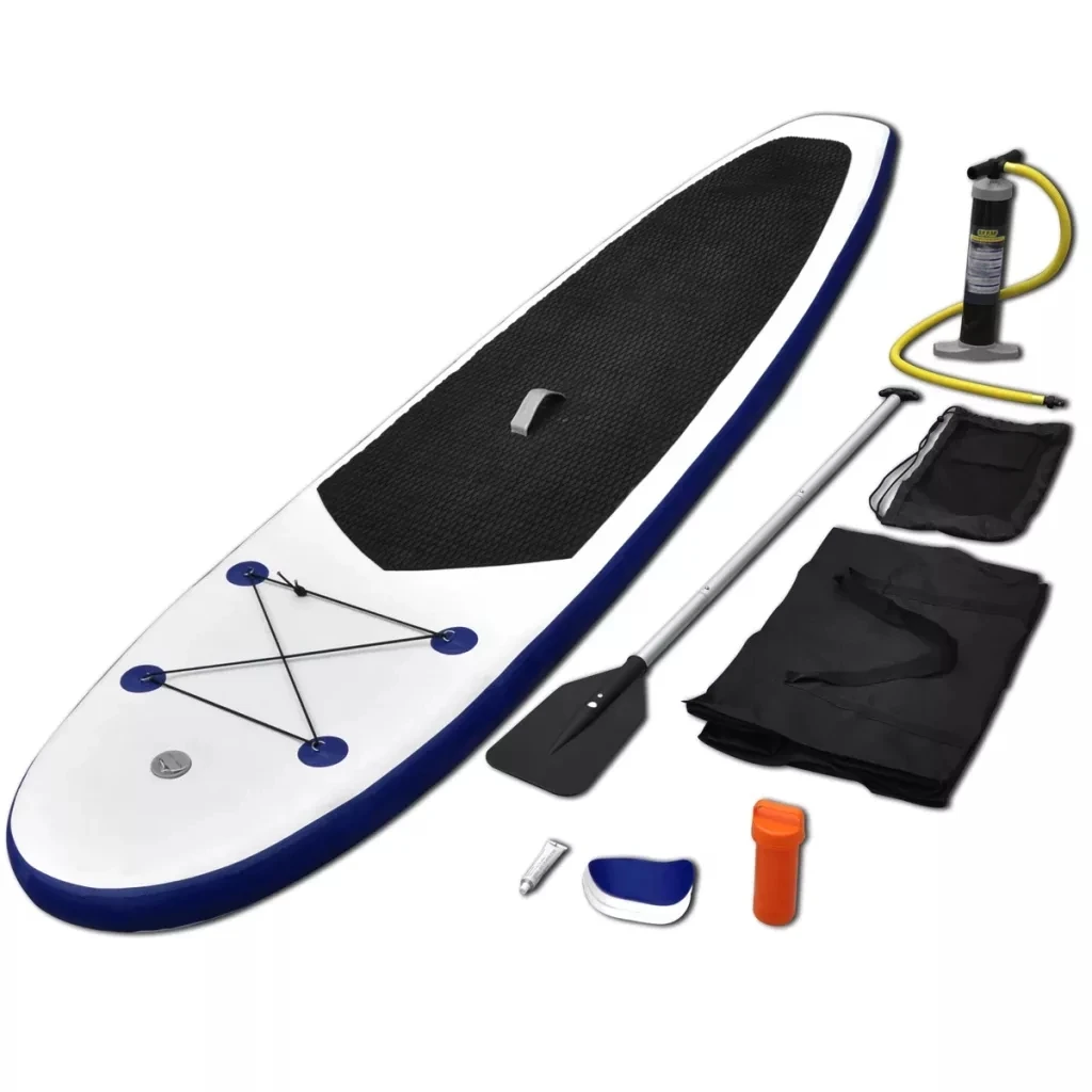 vidaXL Inflatable Stand Up Paddle Board Set Black and White Sporting SUP Board 