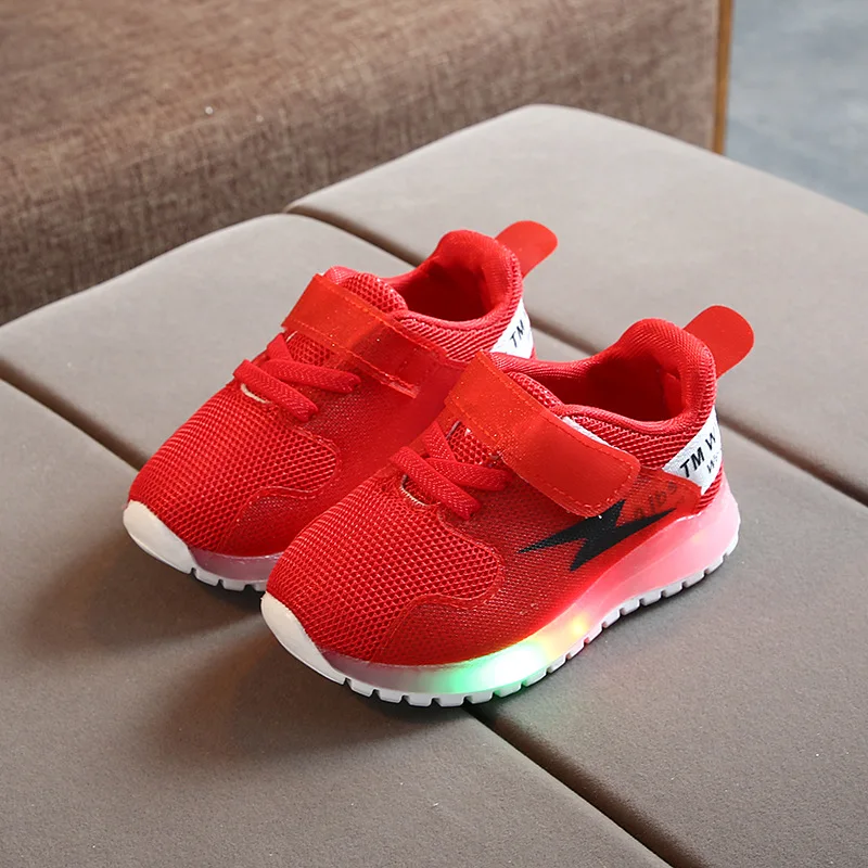 

LED Toddler & Children Air Mesh Shoes Breathable Soft Bottom Little Kids Sneakers Baby Girls Sports Casual Shoe Size 21-30