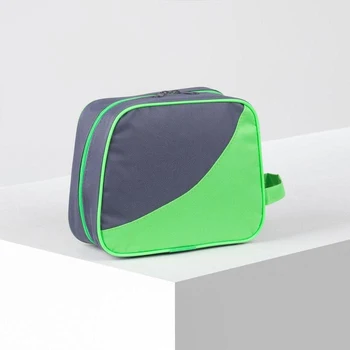 

Travel cosmetic bag, zippered compartment, gray / green