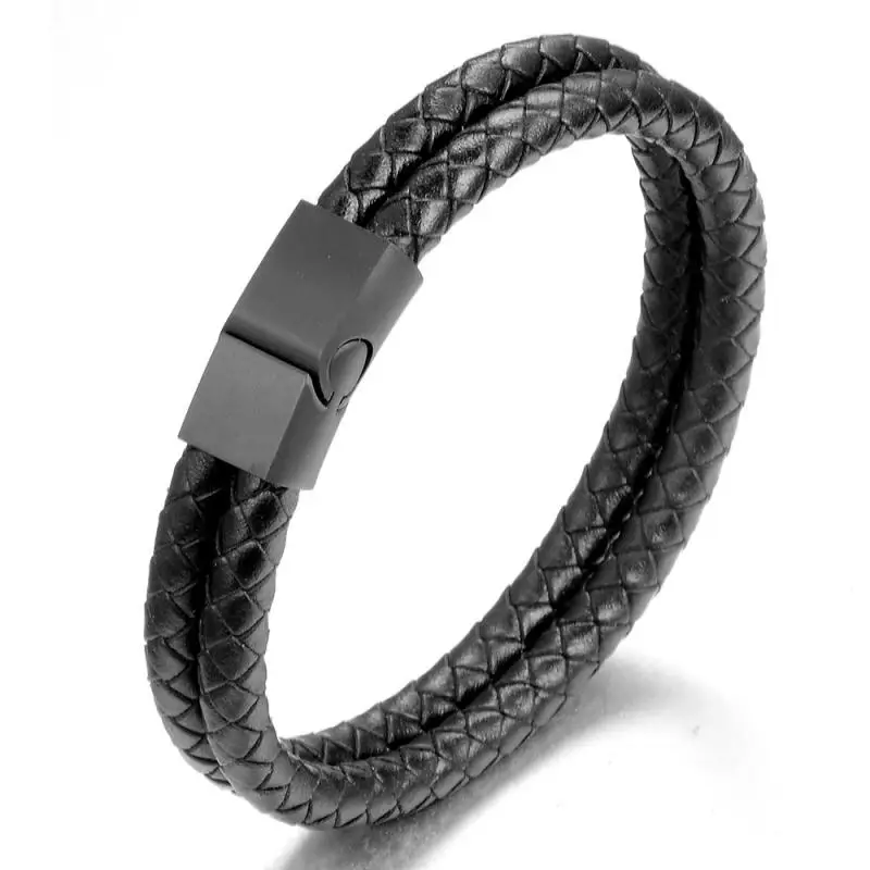 Magnetic Clasp Double Layer Leather Wrap Bracelet for Men Fashion Steampunk Bracelet Jewelry Magnetic Clasp Double Layer Leather Wrap Bracelet for Men Fashion Steampunk Bracelet Jewelry